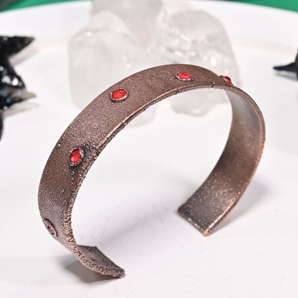Jewelry - Red Swarovski Crystal Copper Cuff Bracelet